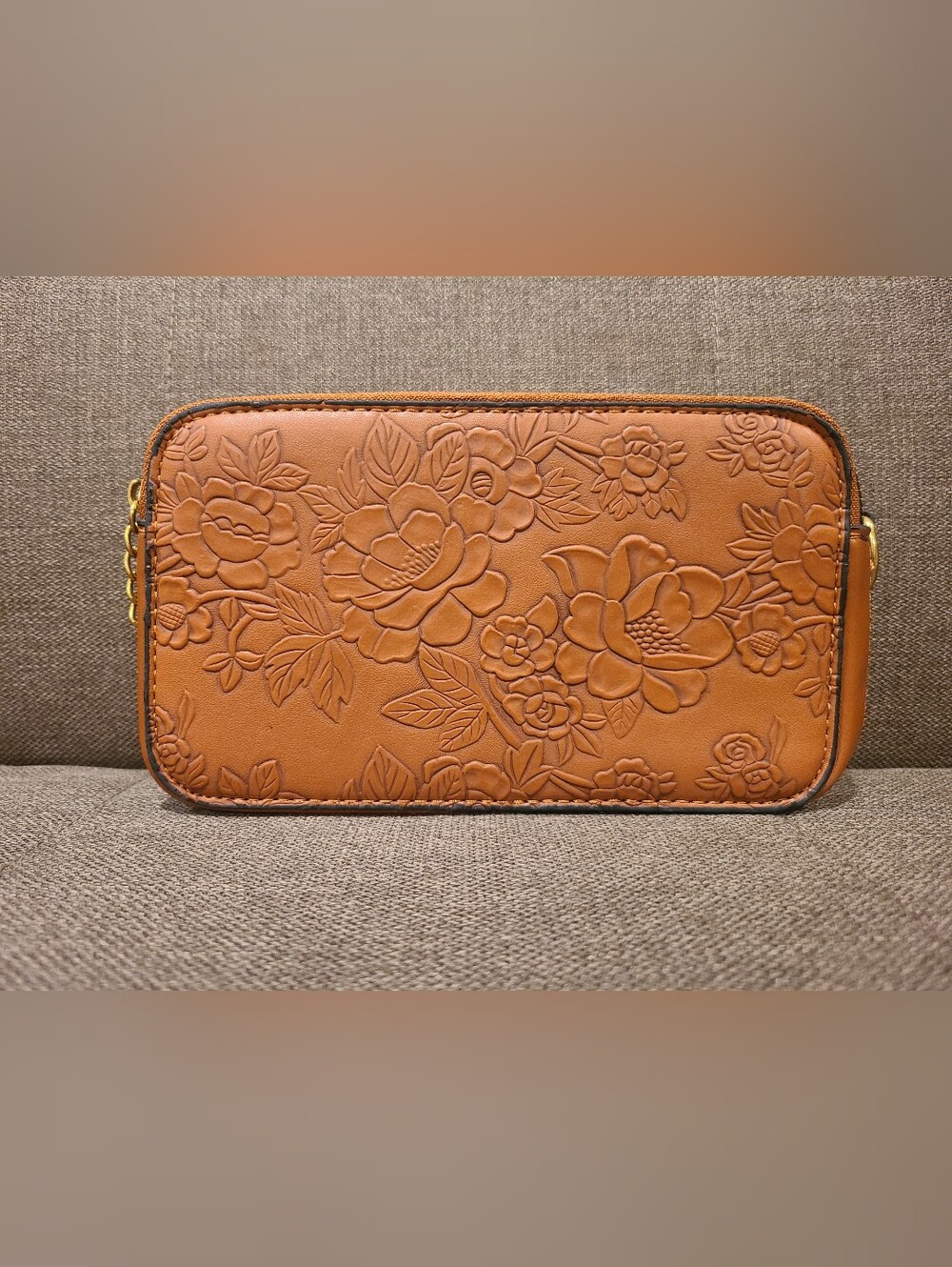 Western Brown floral embossed camera-style crossbody bag-please read description
